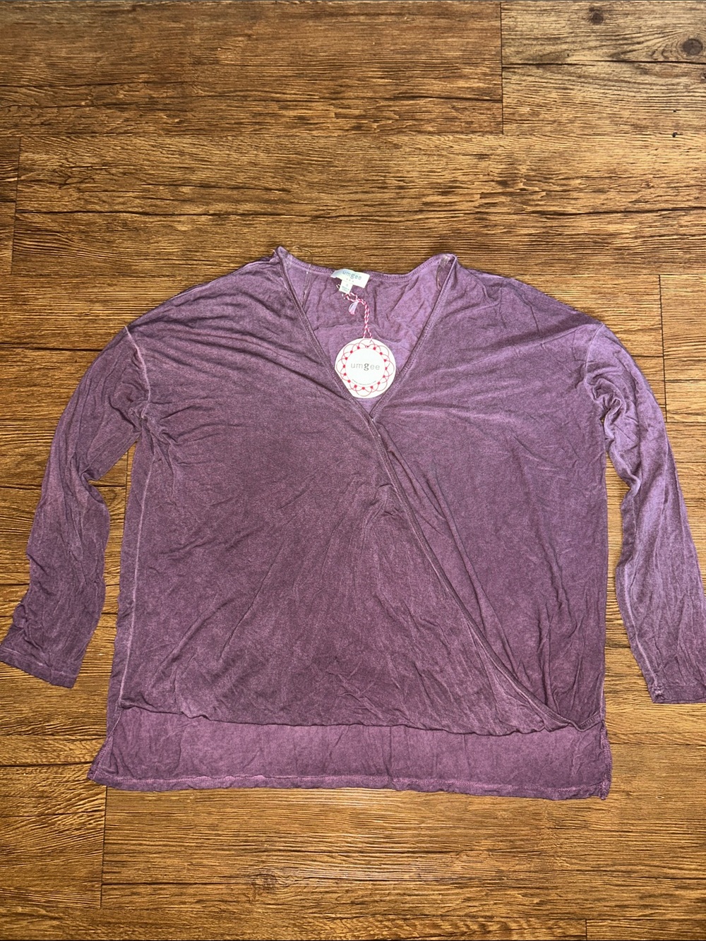 Umgee Plum Twist Front Long Sleeve Top